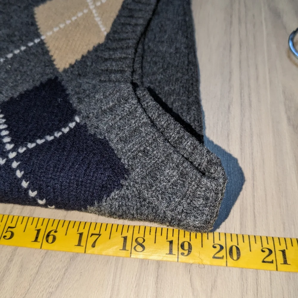 J. Crew Men's V-Neck Argyle Sweater Vest in Gray, Tan, Black
